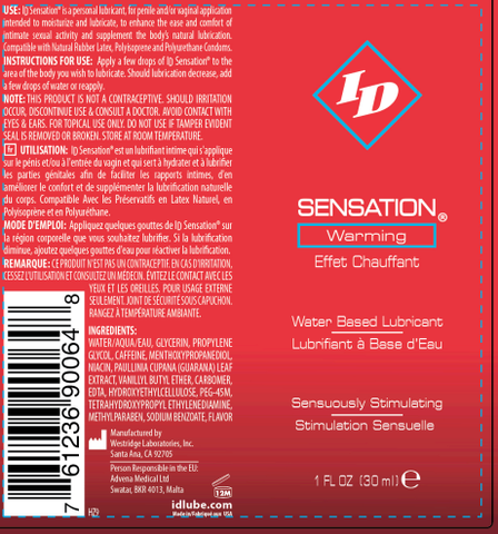 ID Sensation Warming Liquid Lubricant – Water-Based 1 Ounce Personal Lubricant > Lube > Water Based