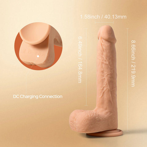 Luis Realistic Thrusting Dildo – App Controlled 8.5 Inch Silicone Toy Beige > Dildos > Thrusting Dildos