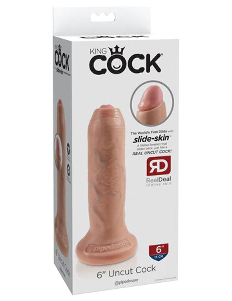 King Cock 6 Inch Uncut Realistic Silicone Dildo with Movable Foreskin > Dildos > Realistic Dildos