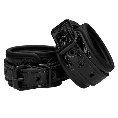Ouch Luxury Black Faux Leather Hand Cuffs With Lining Default Title > Bondage Gear > Handcuffs