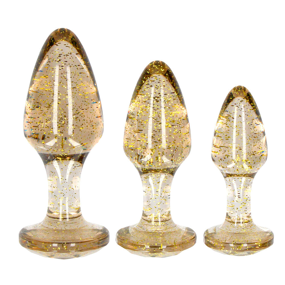 Ouch Golden Glitter Acrylic Butt Plug Set – Acrylic Butt Plugs Default Title > Anal Range > Butt Plug Kits