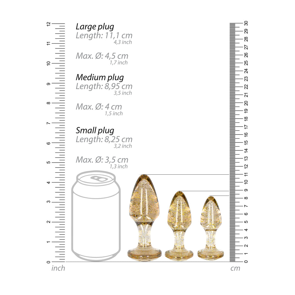 Ouch Golden Glitter Acrylic Butt Plug Set – Acrylic Butt Plugs > Anal Range > Butt Plug Kits