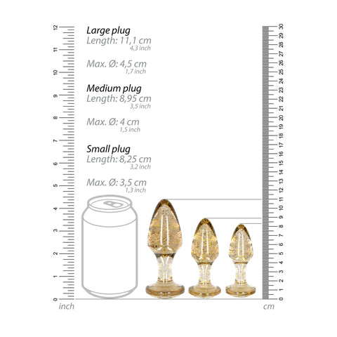 Ouch Golden Glitter Acrylic Butt Plug Set – Acrylic Butt Plugs > Anal Range > Butt Plug Kits