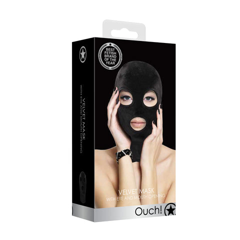 Ouch Velvet Mask With Eye and Mouth Opening – Stretchy Mask > Bondage Gear > Masks
