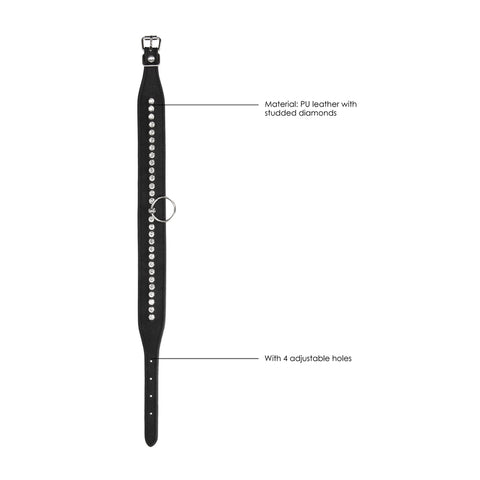 Ouch Diamond Studded Faux Leather Collar And Leash Set > Bondage Gear > Collars