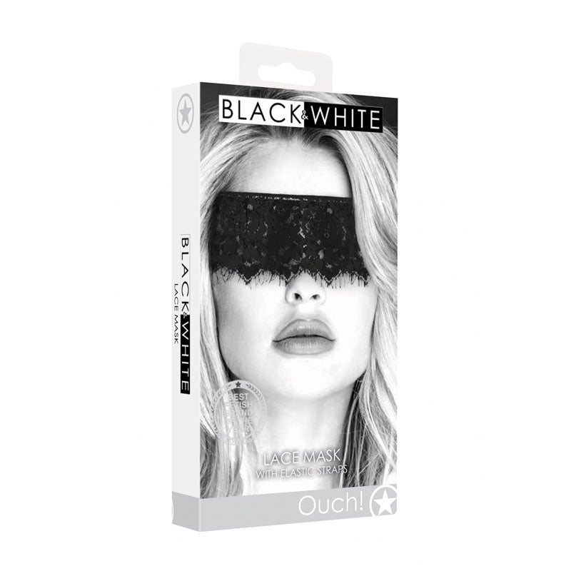 Ouch White Lace Eye Mask With Elastic Straps For Sensory Play Black Masks