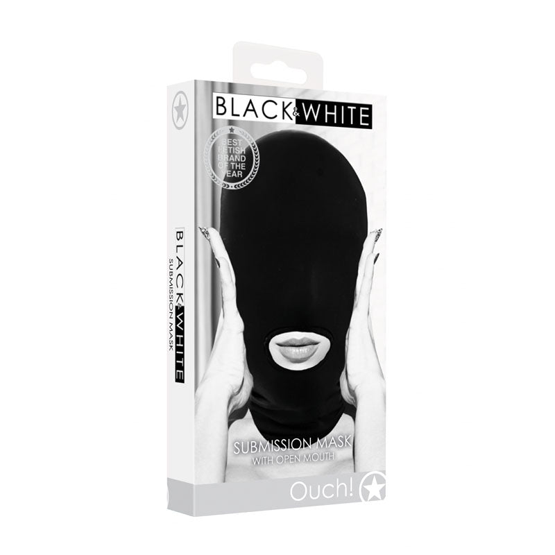 Ouch White Submission Mask Hood for Sensory Exploration Black > Bondage Gear > Bondage Hoods