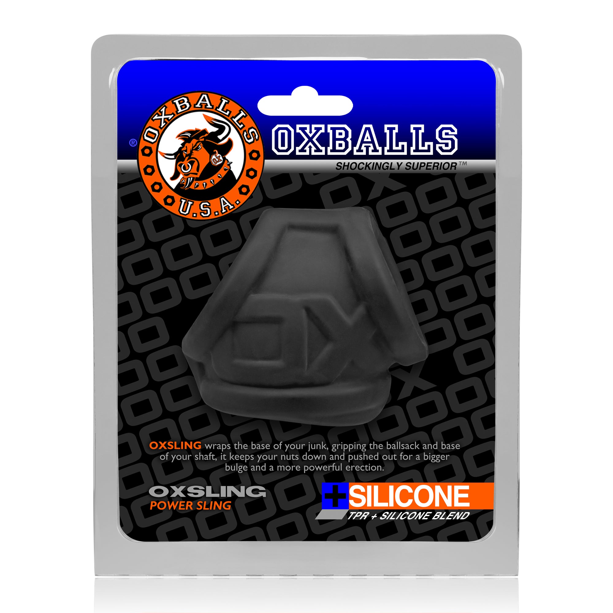 OxBalls Oxsling Silicone Power Sling Black Ice Black COCK RINGS Sling