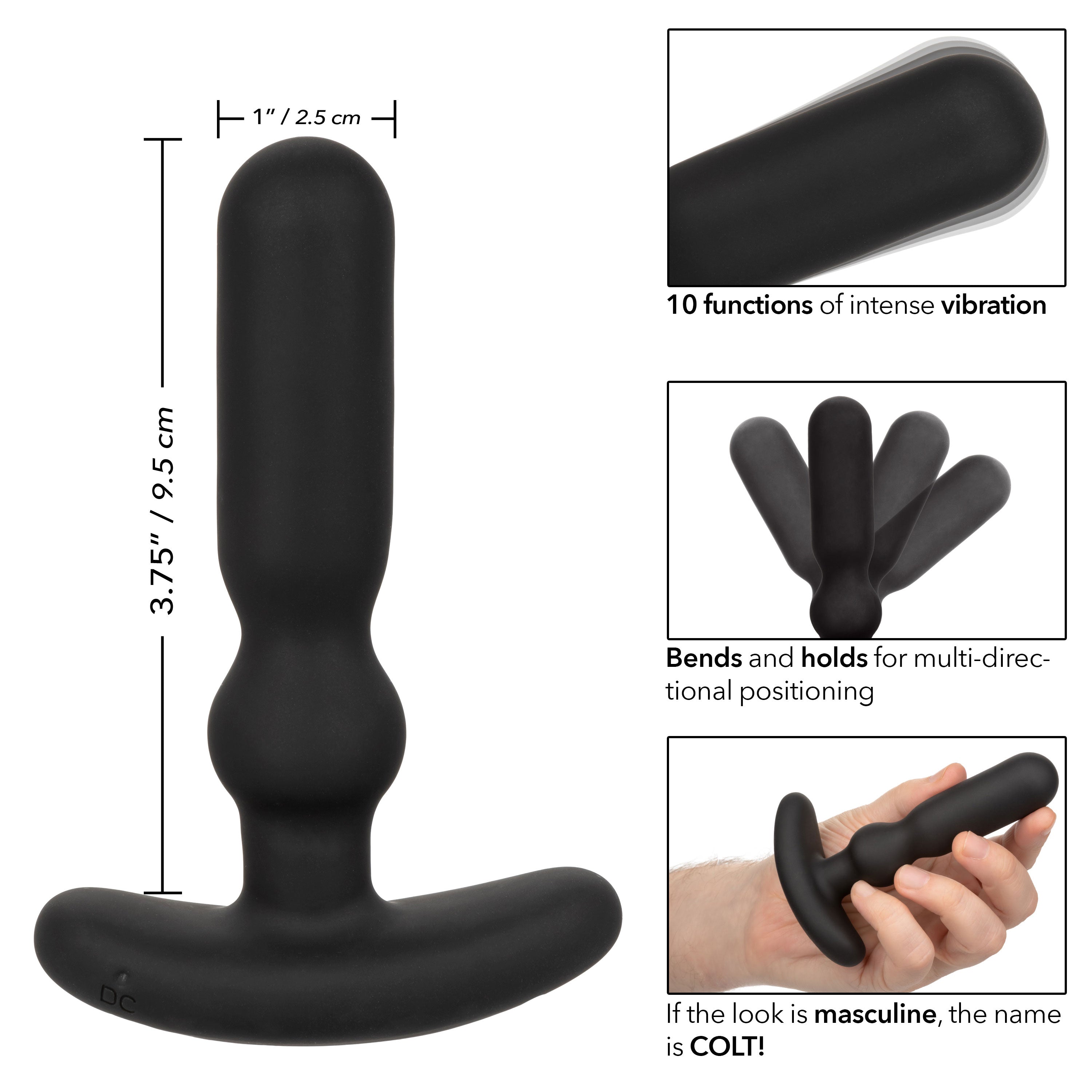 Colt Anal-T Rechargeable Flexible Probe with 10 Vibration Functions Anal Vibrator > Anal Range > Vibrating Butt Plugs