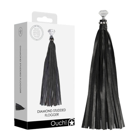 Ouch Diamond Studded Whip BDSM Toy Black Whips & Paddles