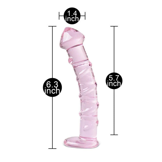 Textured Pink Glass Dildo With Temperature Play Design > Sex Toys > Glass