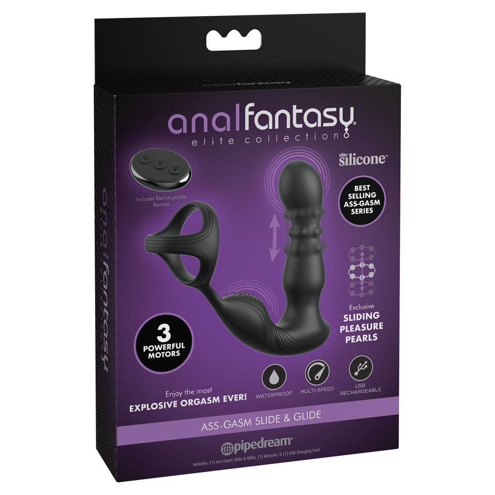 Anal Fantasy Elite Ass-Gasm Slide & Glide USB Rechargeable Silicone 7.5 Inch Prostate Massager Secondary image