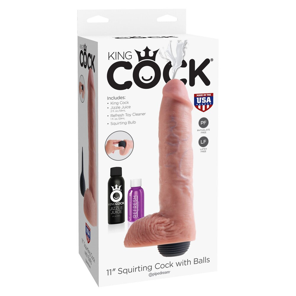 King Cock 11 Inch Squirting Cock With Balls Flesh > Realistic Dildos and Vibes > Squirting Dildos