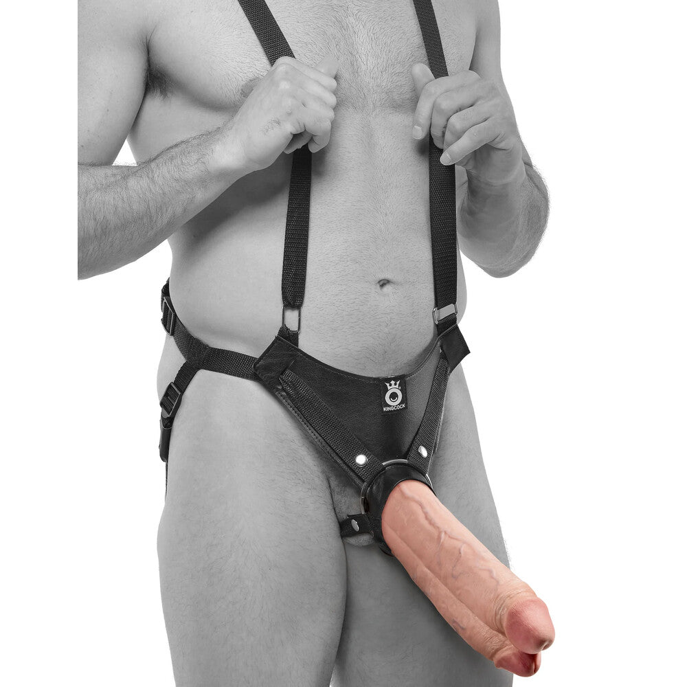 King Cock 11 Inch Flesh Two Cocks One Hole Hollow StrapOn Default Title > Realistic Dildos and Vibes > Double Dildos