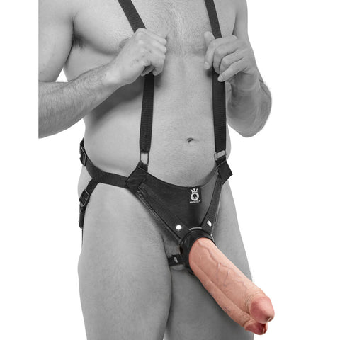 King Cock 11 Inch Flesh Two Cocks One Hole Hollow StrapOn Default Title > Realistic Dildos and Vibes > Double Dildos