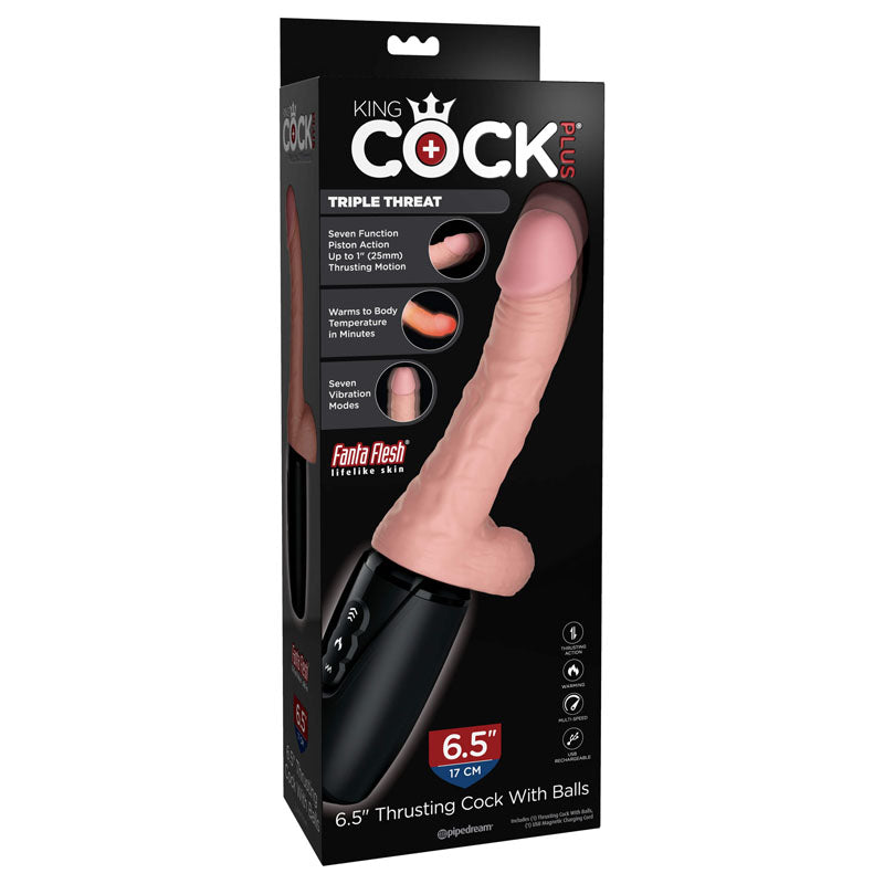 King Cock Plus Thrusting Cock 6.5 Inch – Warming Vibrating Piston-Powered Dildo > Dildos > Thrusting Dildos