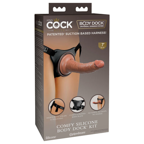 King Cock Elite Comfy Body Dock Kit with Tan 17.8 cm Dong Tan Dildos & Dongs