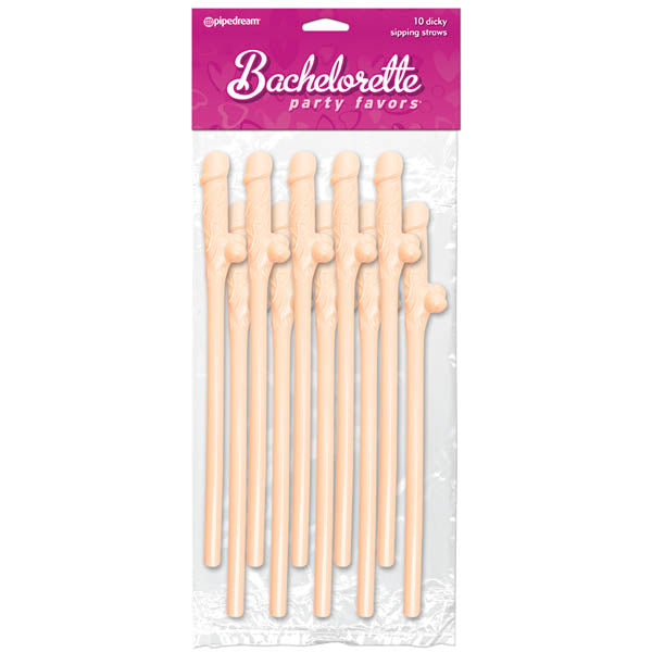 Bachelorette Party Favors Dicky Sipping Straws Set of 10 Beige Bachelor & Bachelorette Items