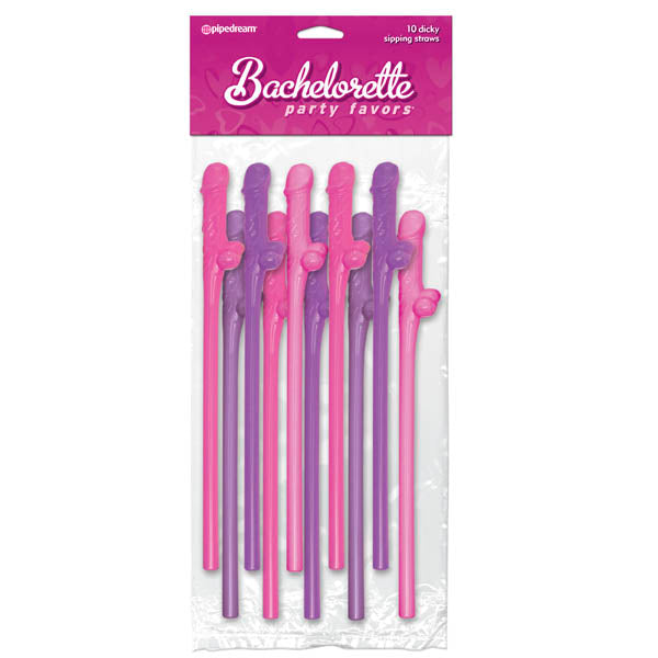 Bachelorette Party Favors Dicky Sipping Straws Set of 10 Coloured Straws Default Title Party Supplies