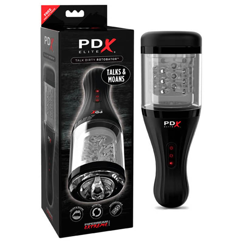 PDX Elite Talk Dirty Rotobator – USB Rechargeable Rotating 24.1cm Masturbator > Sex Toys For Men > Masturbators > Vibrating