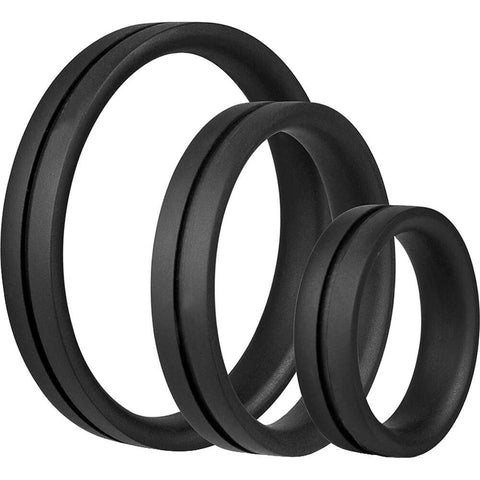 Screaming O Ringo Pro X3 Silicone Cock Ring Trio Pack Black COCK RING Set