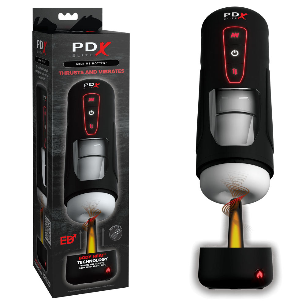 Pdx Elite Milk Me Hotter Thrusting Heating and Vibrating Auto Stroker Device > Sex Toys For Men > Masturbators Premium