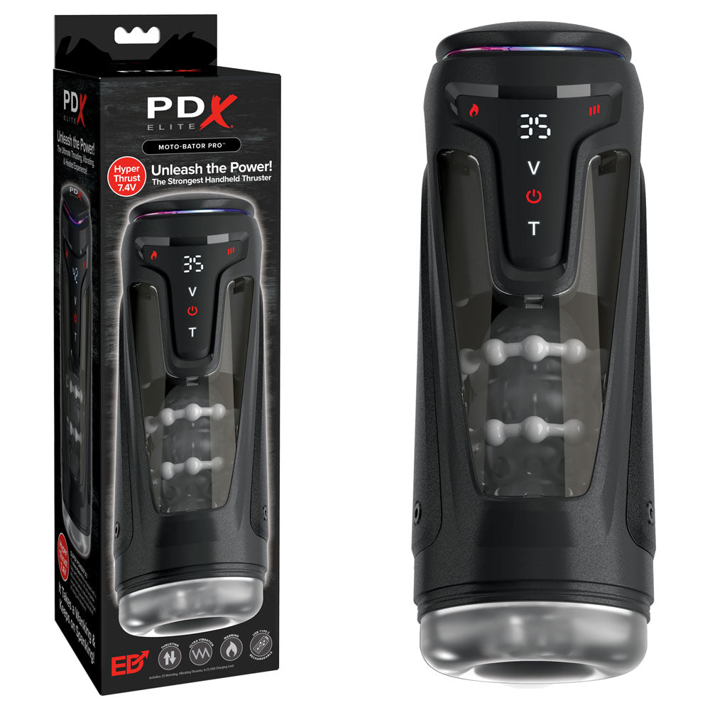 PDX Elite Moto-Bator Pro – USB Rechargeable Auto Stroker with Thrusting, Vibration, and Warming Functions > Sex Toys For Men > Masturbators Premium Main image