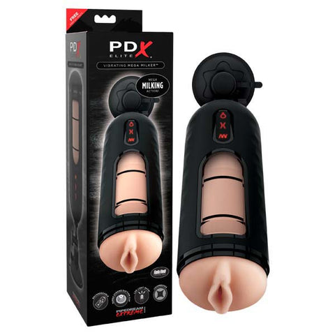 PDX Elite Vibrating Mega Milker – Rechargeable Powered Stroker Vibrator > Sex Toys For Men > Masturbators > Vibrating