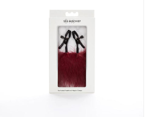 Sex and Mischief Enchanted Burgundy Feather Adjustable Nipple Clamps Burgundy > Sex Toys > Nipple Clips