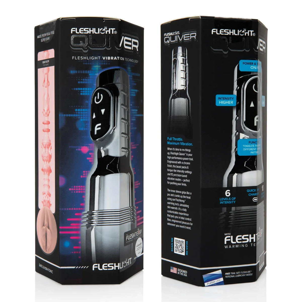 Fleshlight Quiver – Metallic Chrome Cased Vibrating Stroker > Sex Toys For Men > Masturbators > Vibrating