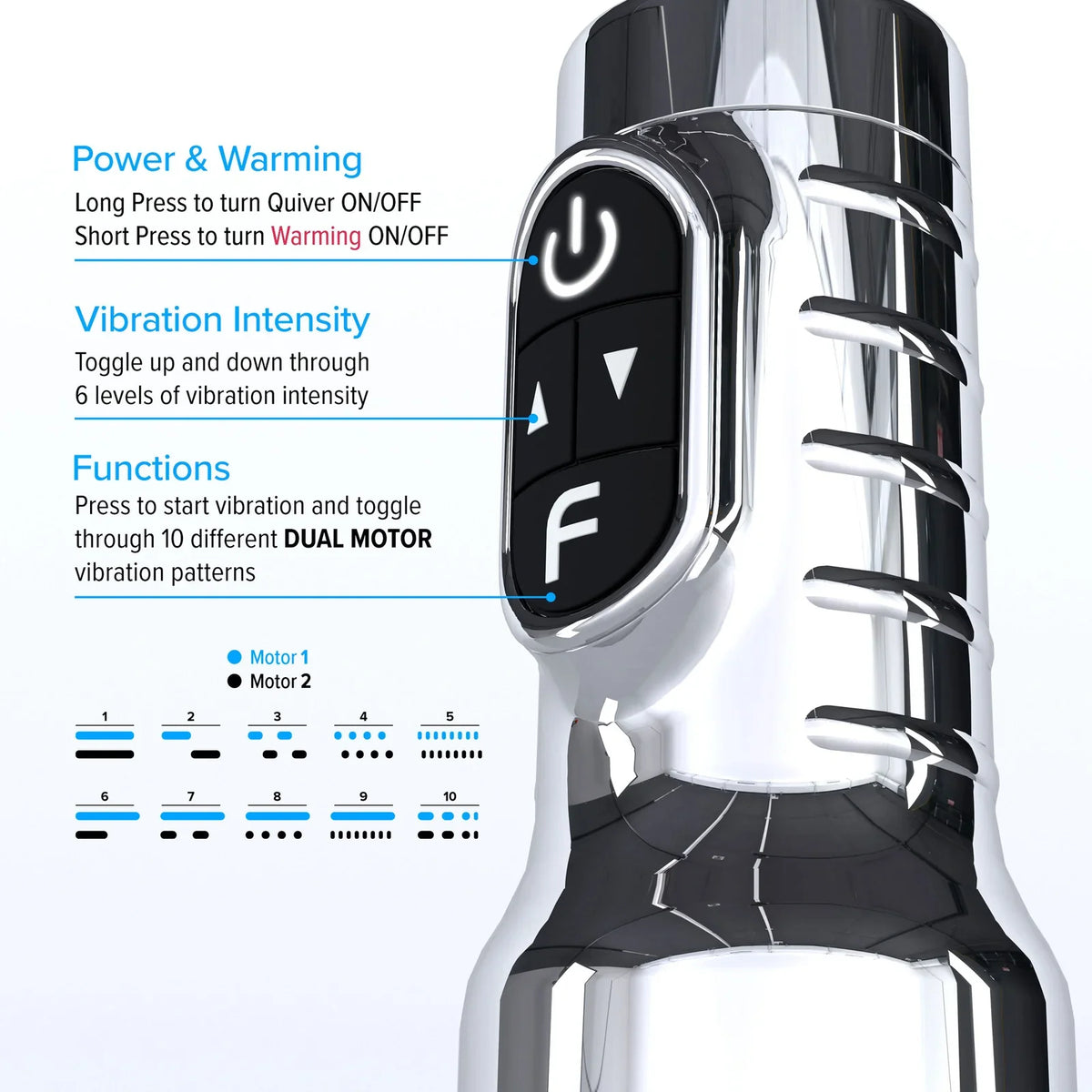 Fleshlight Quiver – Metallic Chrome Cased Vibrating Stroker > Sex Toys For Men > Masturbators > Vibrating