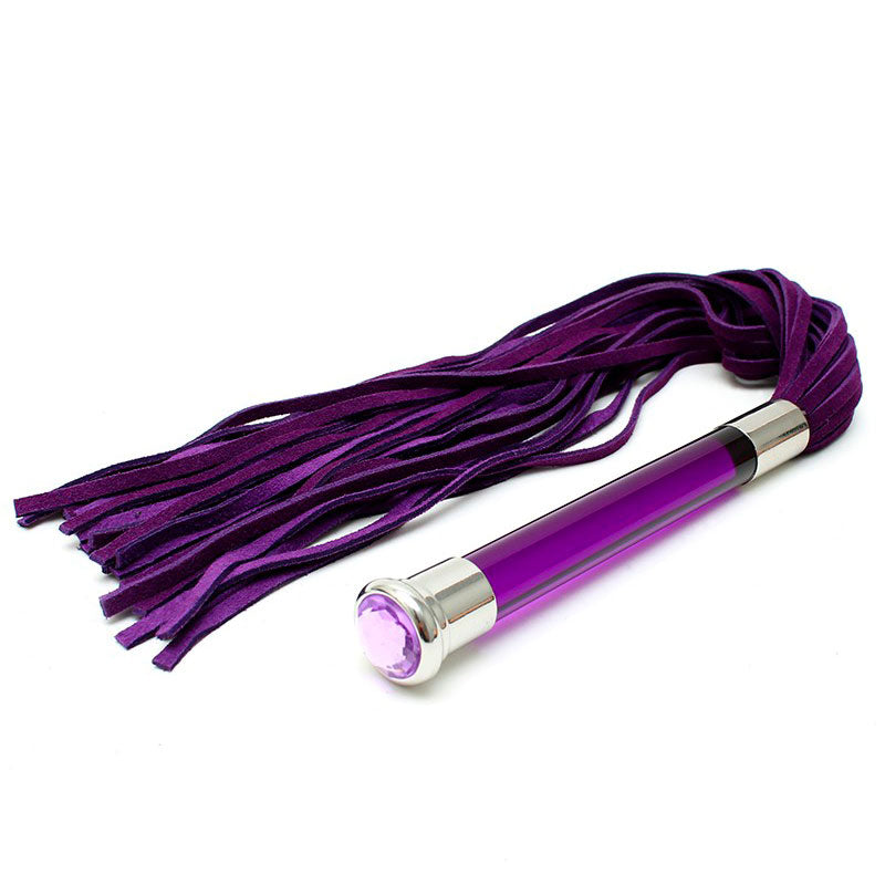 Purple Suede Flogger With Glass Handle And Crystal Elegant > Bondage Gear > Whips