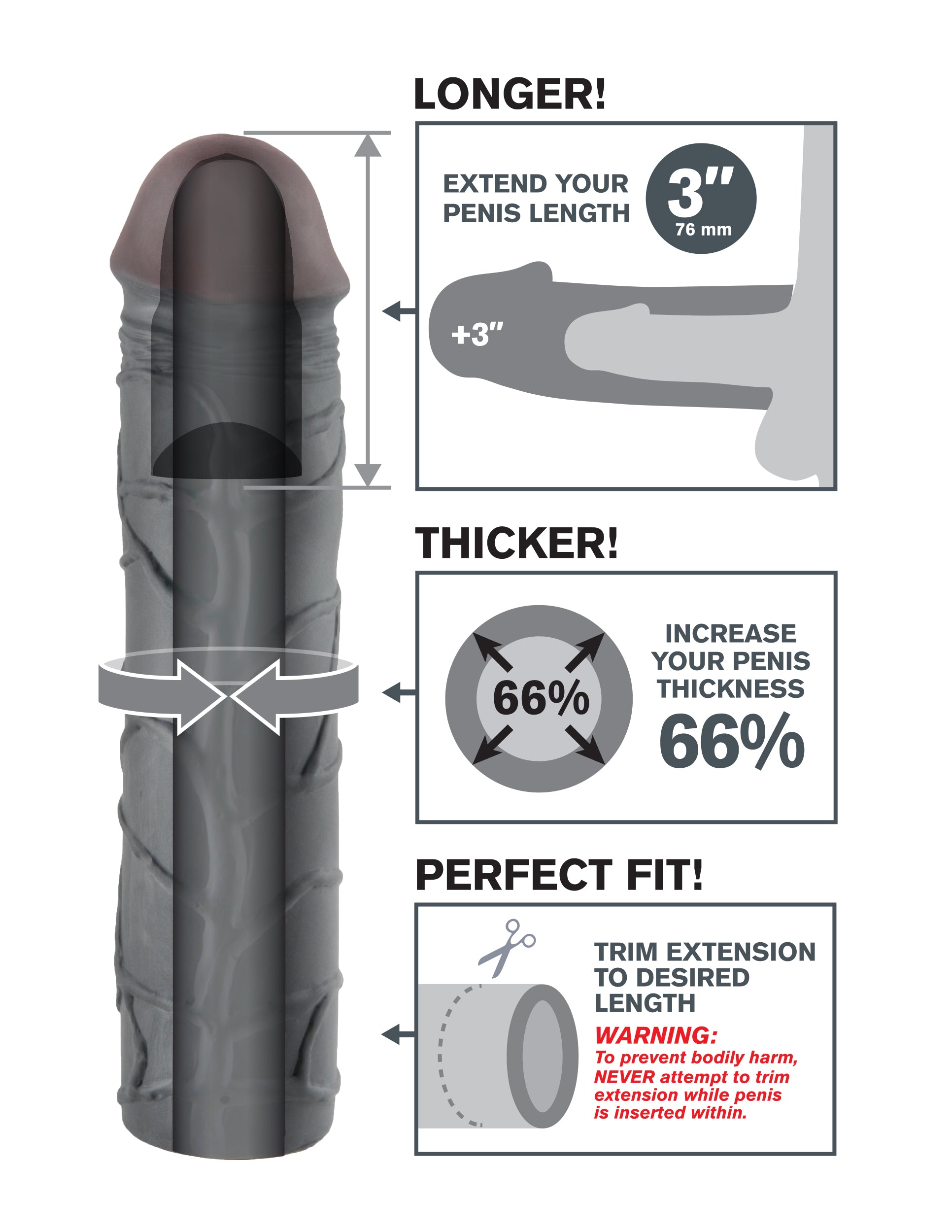 Fantasy X-Tension Mega 3-Inch Penis Extension Sleeve > Sex Toys For Men > Penis Sleeves