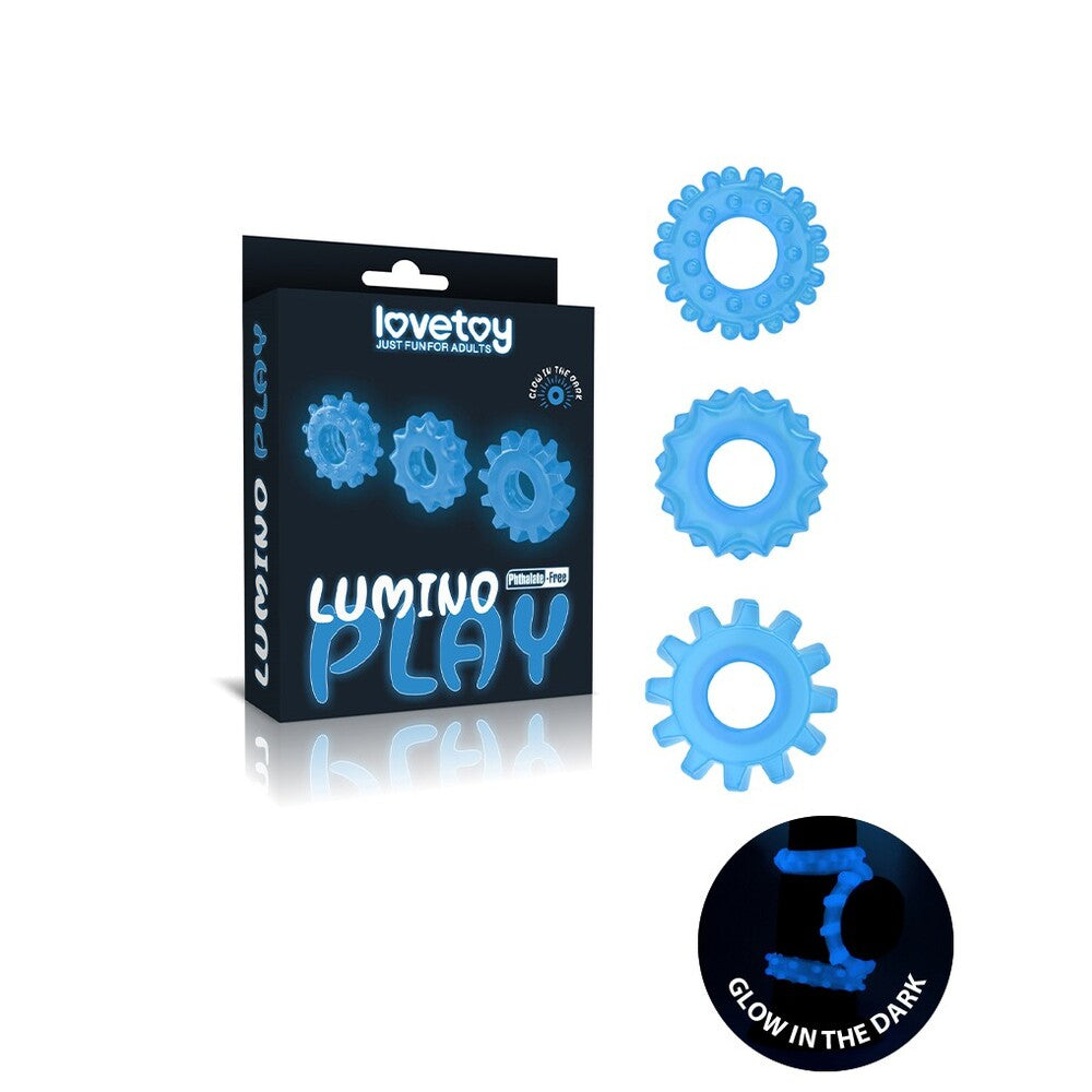 Lovetoy Glow In The Dark Lumino Cock Rings Set Of 3 COCK RING Set