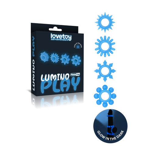 Lovetoy Glow In The Dark Lumino Cock Rings Play Pack Of 4 COCK RING Set