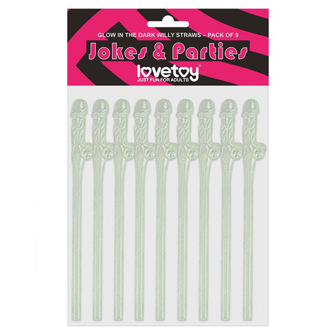 Lovetoy Pack Of 9 Willy Straws Glow In The Dark Default Title Hen And Stag Nights