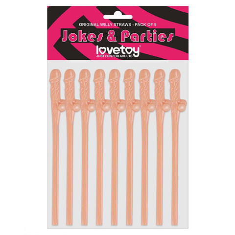 Lovetoy Pack Of 9 Flesh Pink Willy Straws Party Favors Default Title Hen And Stag Nights