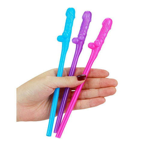 Lovetoy Pack Of 9 Willy Straws Blue Pink And Purple Hen And Stag Nights
