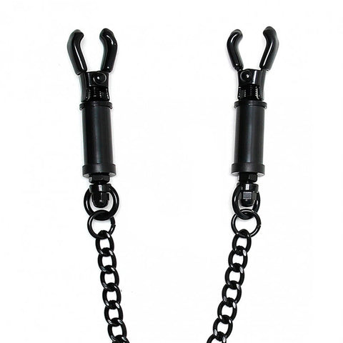 Black Metal Adjustable Nipple Clamps With Chain > Bondage Gear > Nipple Clamps