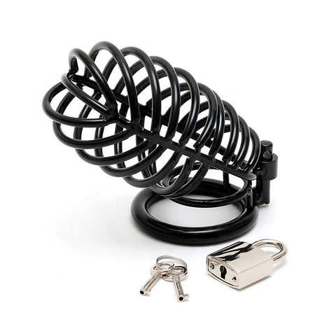 Black Metal Male Chastity Device With Padlock > Bondage Gear > Male Chastity