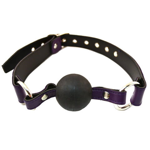Rouge Garments Purple Adjustable Leather Ball Gag Design