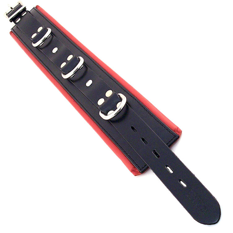 Rouge Garments Black And Red Padded Collar – Adjustable Leather Collar Default Title > Bondage Gear > Collars