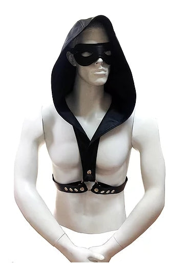 Rouge Leather Harness With Faux Leather Hoodie Intimate Default Title > Bondage Gear > Bondage Hoods