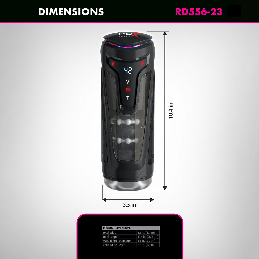 PDX Elite Moto-Bator Pro – USB Rechargeable Auto Stroker with Thrusting, Vibration, and Warming Functions > Sex Toys For Men > Masturbators Premium