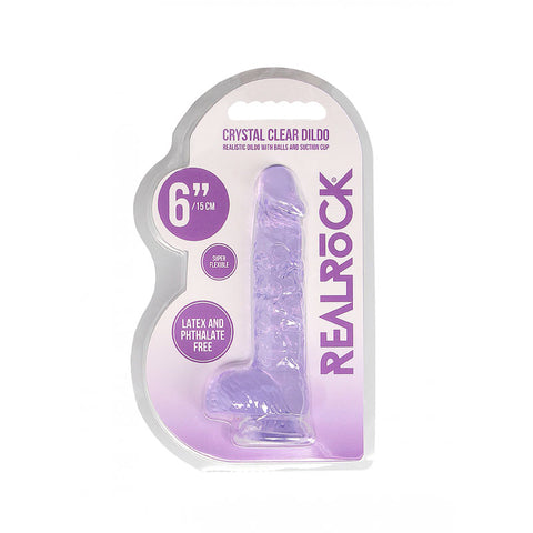 REALROCK 6'' Realistic Dildo With Balls - 15.2 cm Dong, Purple DONGS