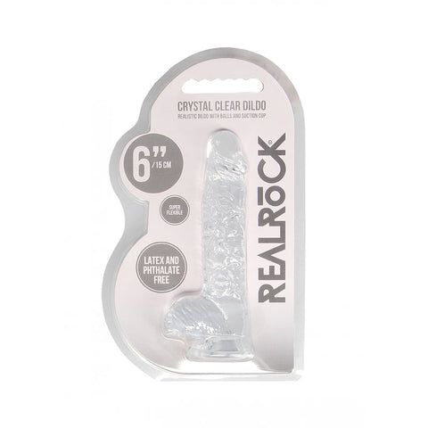 REALROCK 6'' Realistic Dildo With Balls - 15.2 cm Dong Crystal Clear DONGS