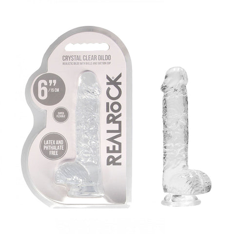 REALROCK 6'' Realistic Dildo With Balls - 15.2 cm Dong Crystal Clear Clear DONGS