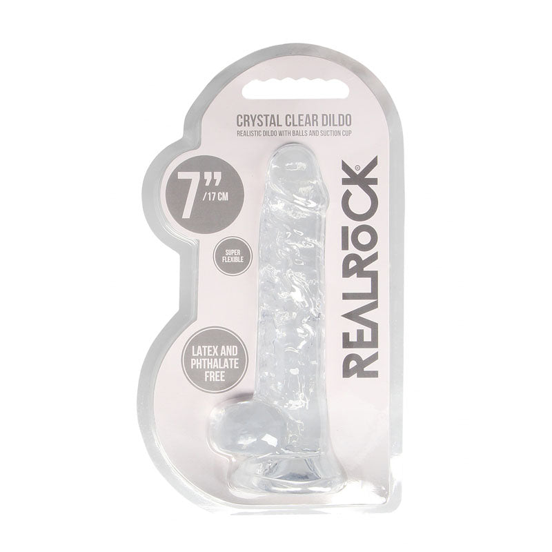 RealRock Crystal Clear 7 Inch Phthalate-Free TPE Realistic Dildo with Balls > Dildos > Realistic Dildos