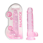 Realrock Crystal Clear 8 Inch Body-Safe Phthalate-Free Realistic Dildo with Balls Pink > Dildos > Realistic Dildos