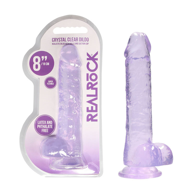 Realrock Crystal Clear 8 Inch Realistic Dildo with Balls – Body-Safe Phthalate-Free TPE > Dildos > Realistic Dildos Main image